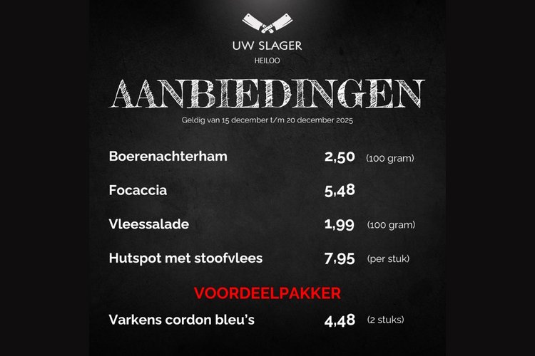 Weekaanbieding Uw Slager Heiloo-Egmond