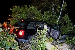 Auto belandt in tuin bij eenzijdig ongeval in Bergen