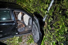 Auto belandt in tuin bij eenzijdig ongeval in Bergen