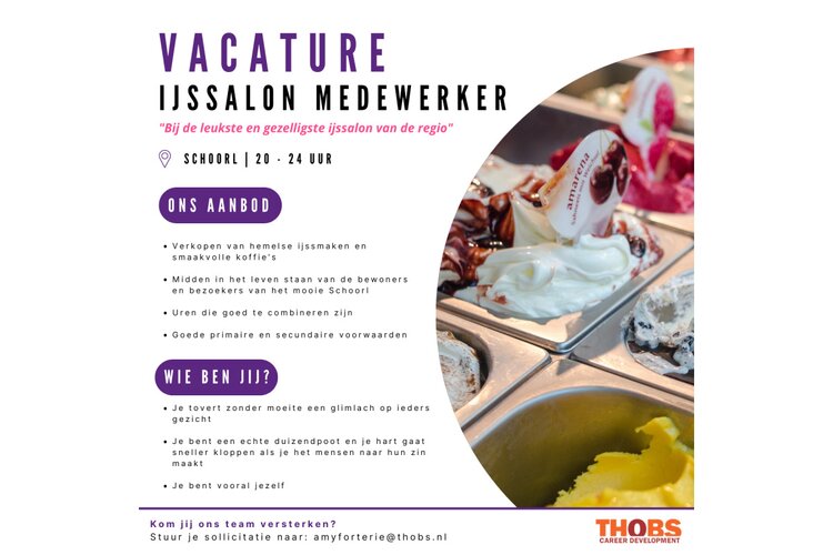 Vacature Ijssalon medewerker Schoorl | 20 – 24 uur