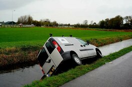 Auto half te water in Egmond aan den Hoef