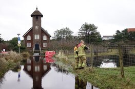 Hoogwater in Bergen aan Zee, straten staan blank
