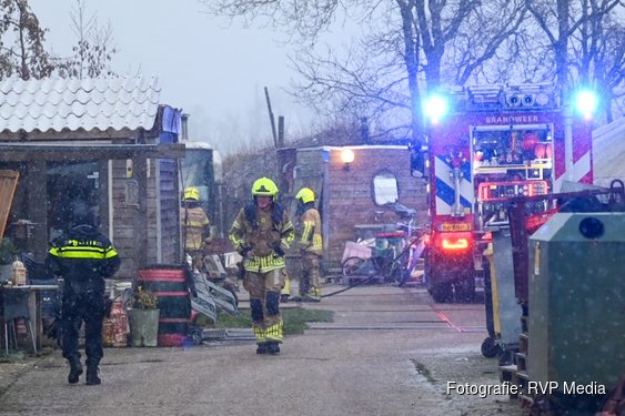 Brand in stacaravan in Bergen