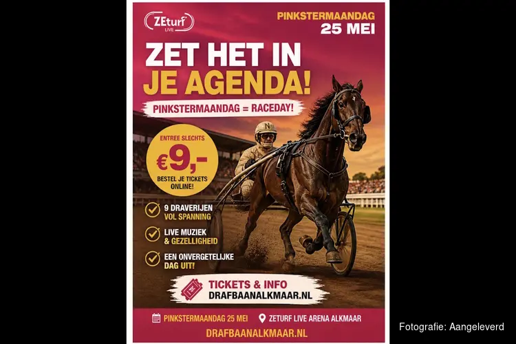 Pinkstermaandag 25 mei spectaculaire draverijen in de Alkmaar ZEturf Live Arena met het Sprintkampioenschap van Nederland